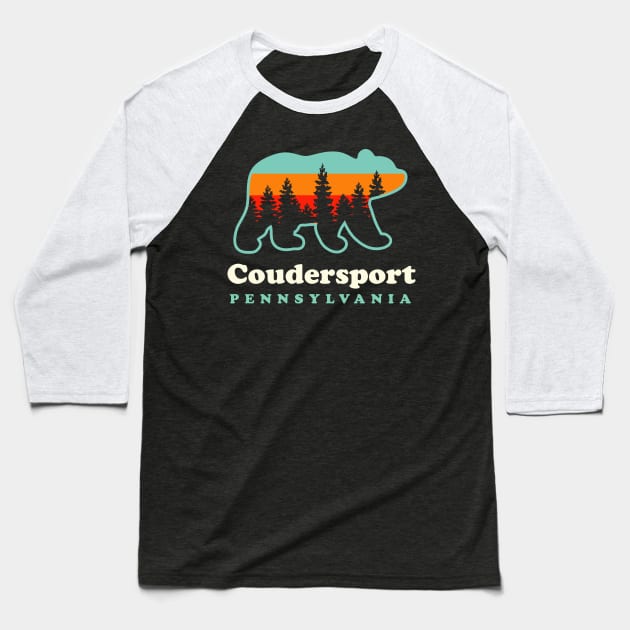 Coudersport Pennsylvania Hunting Hiking Camping Bear Baseball T-Shirt by PodDesignShop